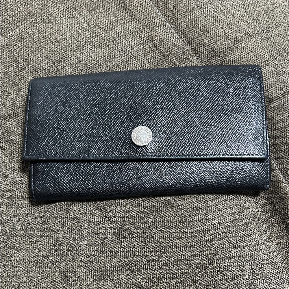 Bulgari Black Textured Wallet with Silver Accent - Picture 1 of 1